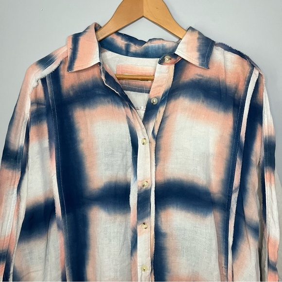 Free People We The Free Washed Away Ivory Combo Plaid Button Up Top Size XS NWT - Picture 5 of 16